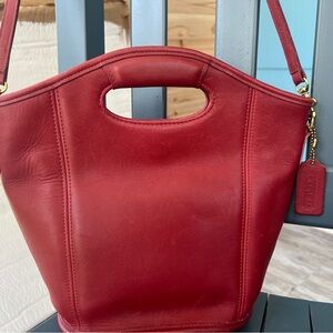 Coach Red Shoulder Bag with Cutout Handle